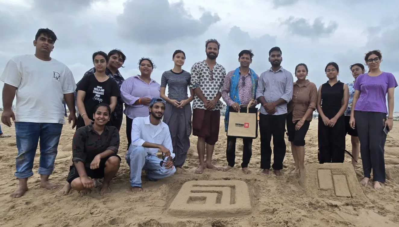 Students of Chitkara University in Chandigarh took sand art training at sand artist Manas Sahoo's Sand Art Park