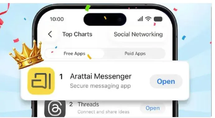 Arattai reaches No 1 in app stores