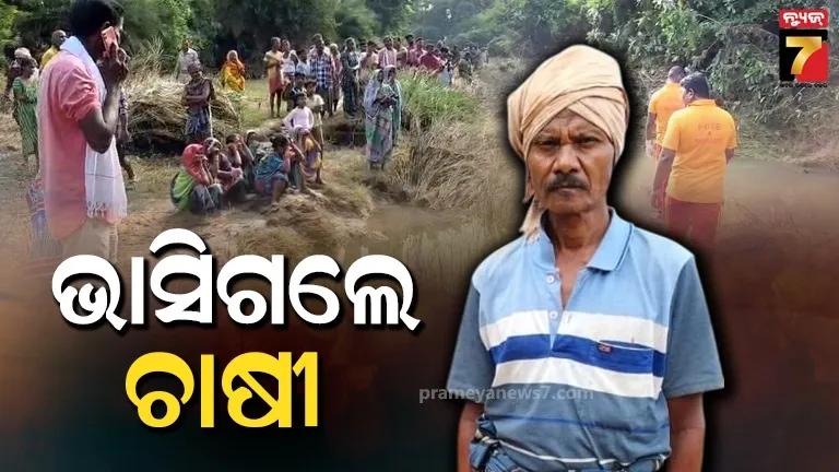 ନଦୀ ପାର୍ ହୋଇ ବିଲକୁ ଯାଉଥିଲେ, ପାଣିରେ ଭାସିଗଲେ ଚାଷୀ