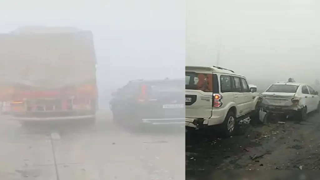 କୁହୁଡି ଯୋଗୁ ଦିଲ୍ଲୀ-ମୁମ୍ବାଇ ଏକ୍ସପ୍ରେସ ୱେରେ ସିରିଜ ଦୁର୍ଘଟଣା, ଗୋଟିଏ ପରେ ଗୋଟିଏ ପିଟି ହେଲେ ୨୫ ଗାଡି଼, ୪ ମୃତ #Watch Video