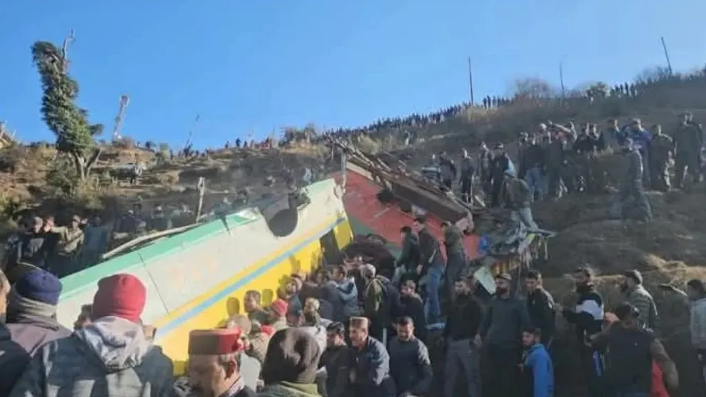 A passenger bus fell into a ditch in Sirmaur district of Himachal Pradesh on Friday. 