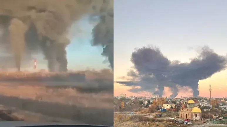 Ukraine Drone Attack on Russia's Novokuybyshevsk Oil Refinery, Massive Fire Erupts