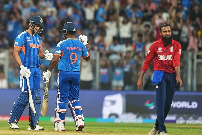 T 20 World Cup: ସଞ୍ଜୁଙ୍କ ପ୍ରହାରରେ ଗର୍ଜିଲା ଓ୍ଵାଙ୍ଖେଡ଼େ ଷ୍ଟାଡିୟମ, ଇଂଲଣ୍ଡକୁ ବିଶାଳ ଟାର୍ଗେଟ୍ ଦେଲା ଭାରତ 