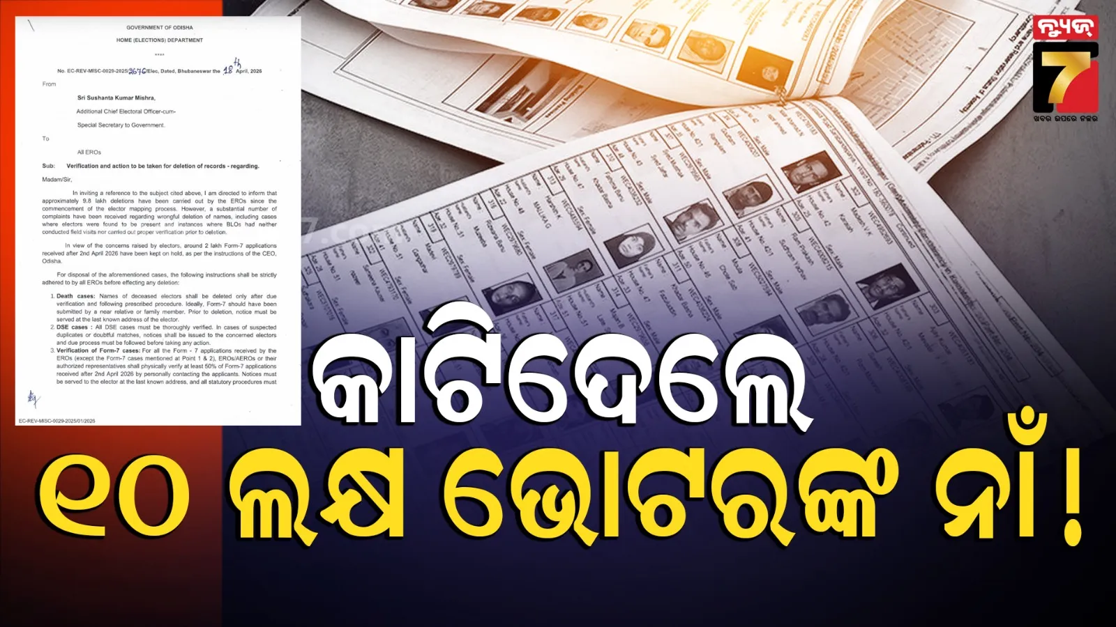 ଓଡ଼ିଶାରେ ଭୋଟର ତାଲିକାରୁ କଟିଗଲା ୯ ଲକ୍ଷରୁ ଅଧିକ ନାଁ, ତୁରନ୍ତ ଯାଞ୍ଚ ପାଇଁ ଆସିଲା ନିର୍ଦ୍ଦେଶ