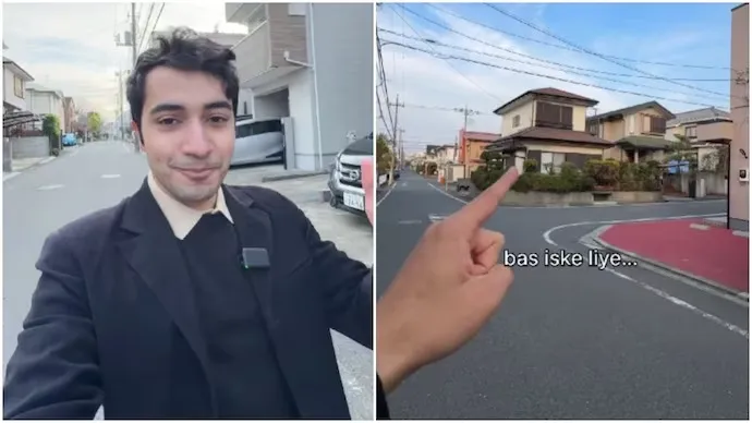 Sarthak Sachdeva standing in front of Nobita's real-life house in Japan.