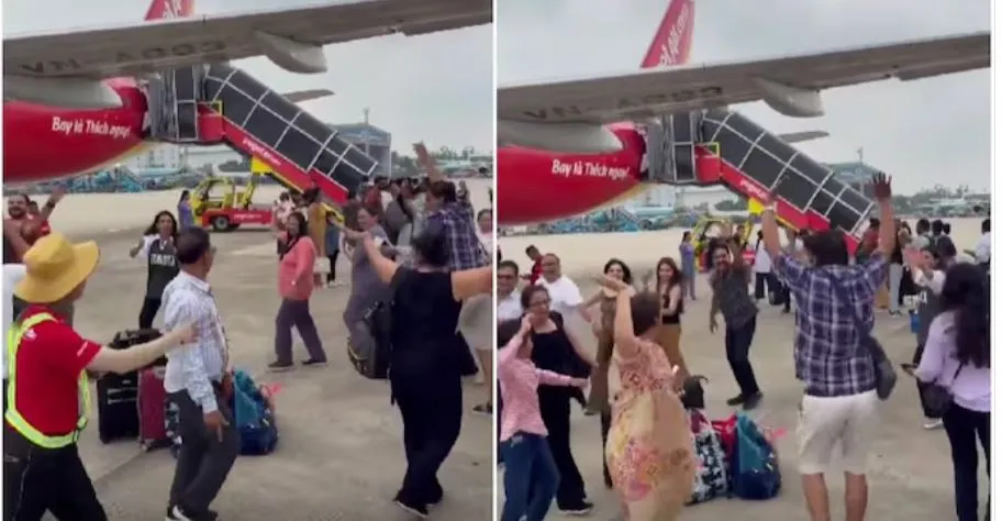 Indian Tourists Perform Garba at Vietnam Airport Tarmac