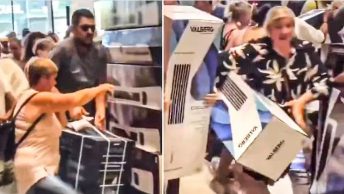  Chaotic Scenes as Shoppers Rush to Buy Air Conditioners in france