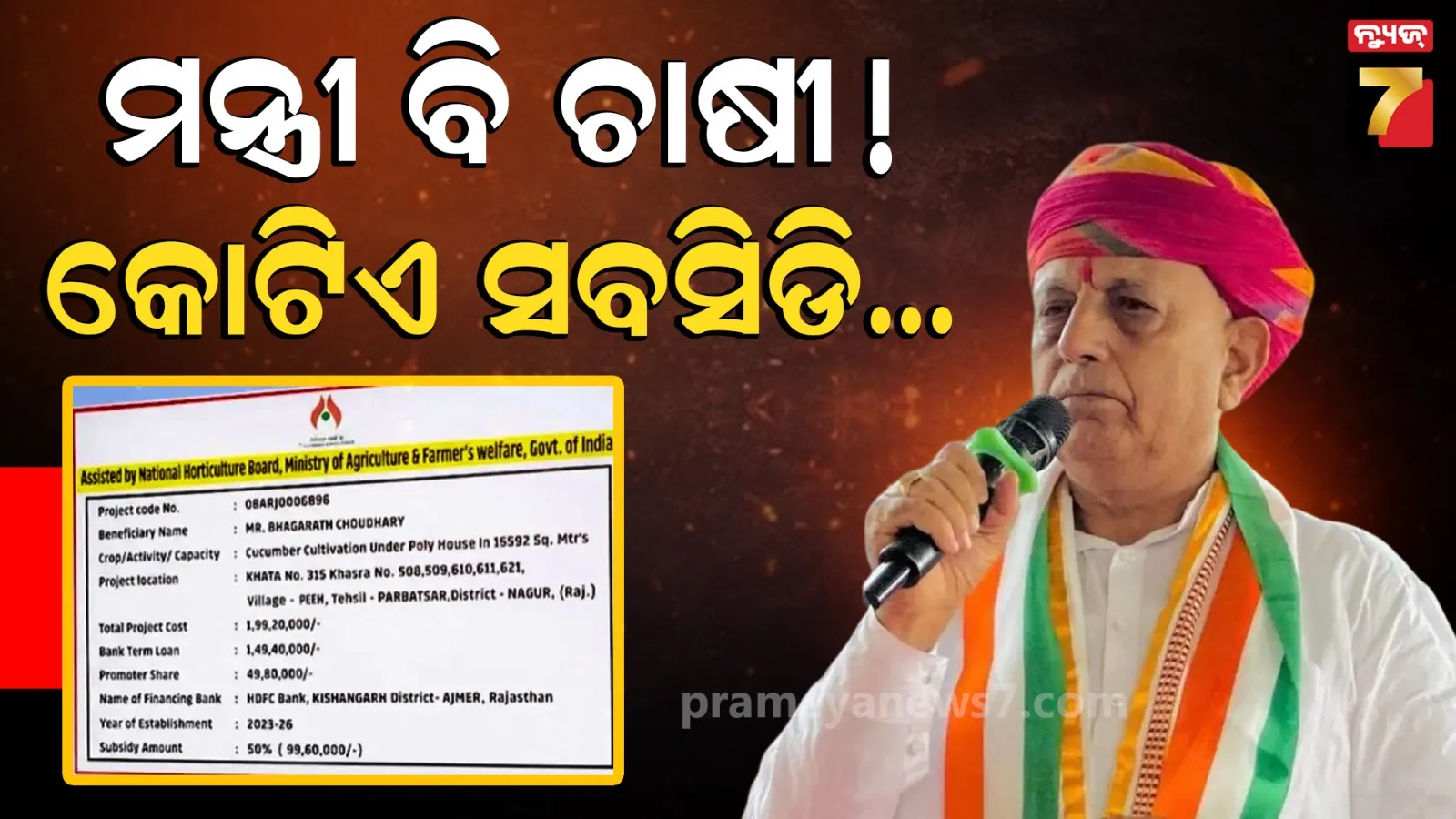 Minister gets subsidy: କାକୁଡ଼ି ଫାର୍ମ ପାଇଁ ନିଜ ମନ୍ତ୍ରଣାଳୟରୁ ପ୍ରାୟ ୧ କୋଟି ଟଙ୍କା ସବସିଡି ପାଇଲେ କେନ୍ଦ୍ରମନ୍ତ୍ରୀ, ଦେଲେ ସ୍ପଷ୍ଟୀକରଣ