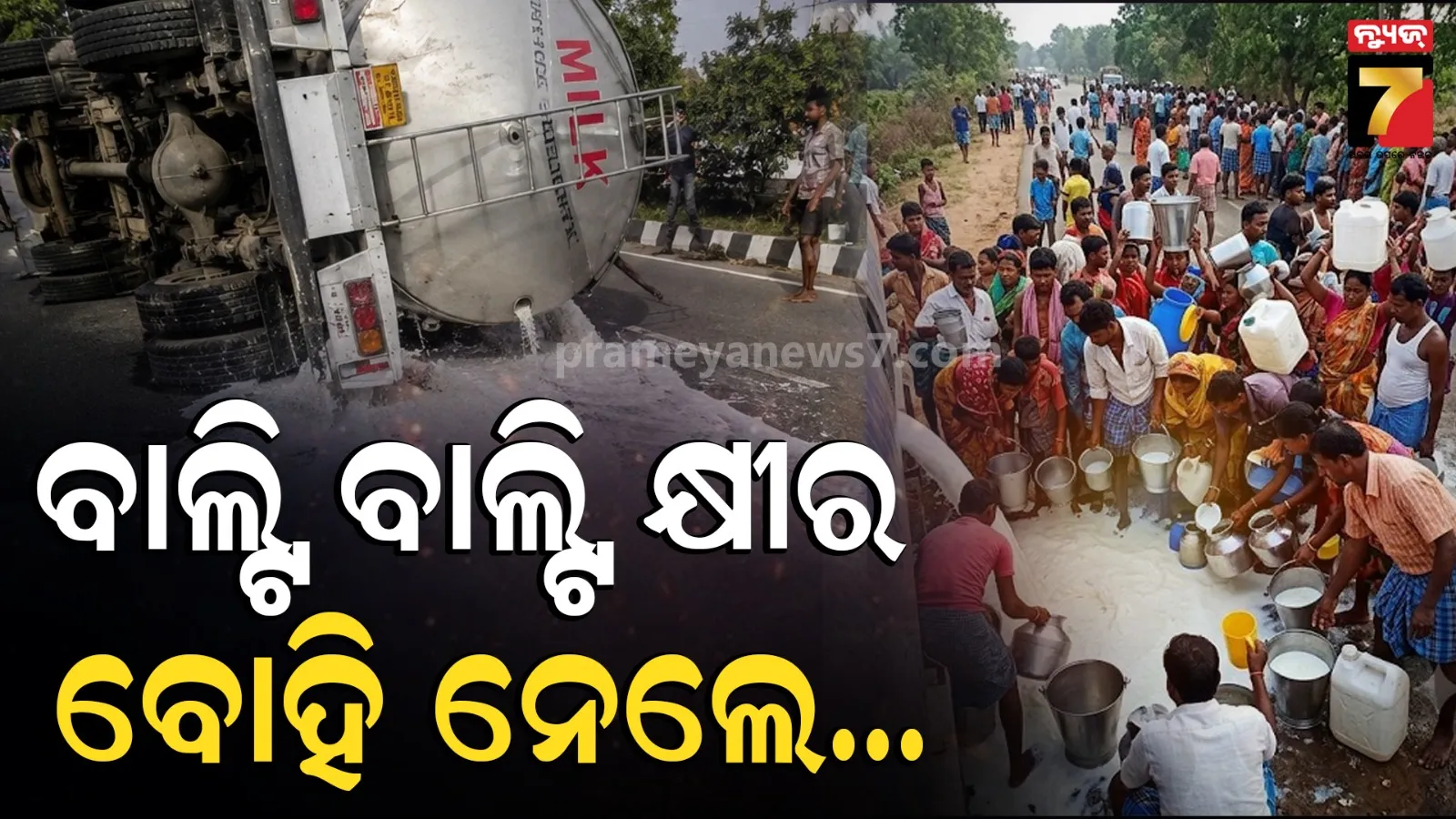 Milk Flood: ରାଜରସ୍ତାରେ ହେଲା କ୍ଷୀରର ବନ୍ୟା, ଗରା, ବାଲ୍ଟି ନେଇ ଦୌଡିଲେ ଲୋକ 