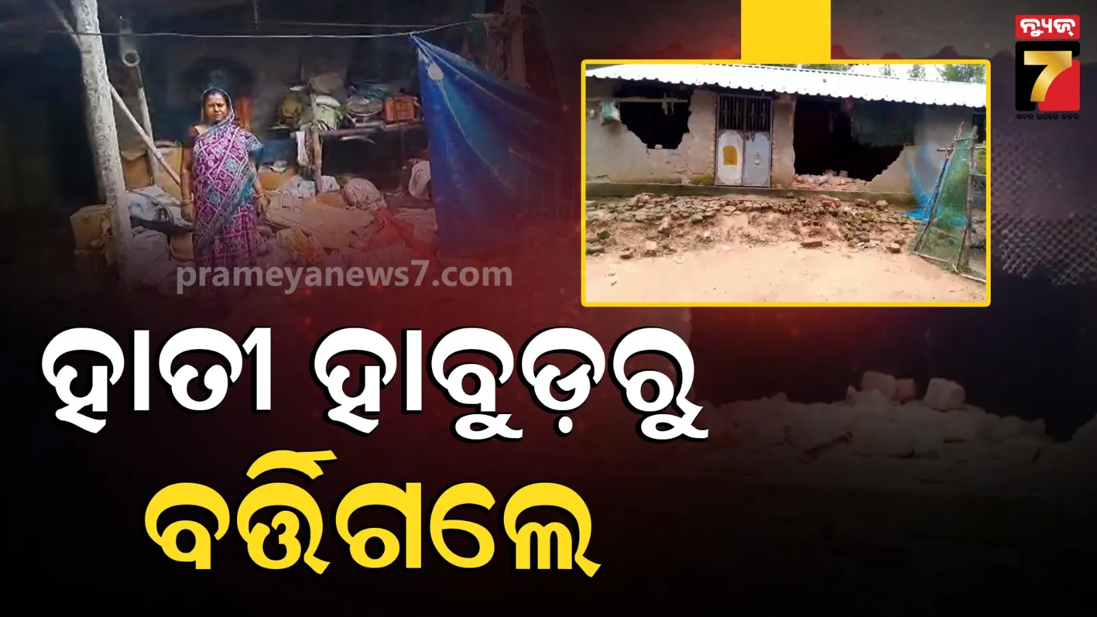 ଘର ଭାଙ୍ଗିଲେ, ଖାଇଗଲେ ଖାଦ୍ୟଶସ୍ୟ ; ହାତୀ କବଳରୁ ଅଳ୍ପକେ ରକ୍ଷା ପାଇଗଲେ ନାବାଳକ