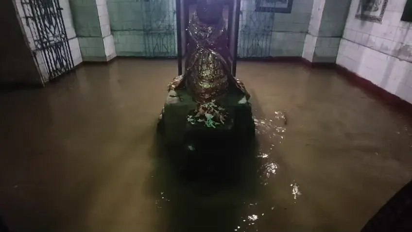Floodwater Enters Maa Bhattarika Temple Sanctum