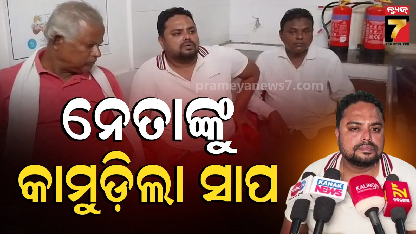 ବନ୍ୟାଞ୍ଚଳ ବୁଲୁଥିଲେ, ନେତାଙ୍କୁ କାମୁଡ଼ି ଦେଲା ସାପ