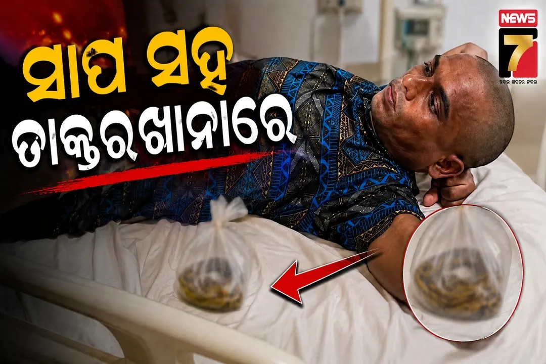 ସାପ କାମୁଡ଼ାରେ ଯୁବକ ଗୁରୁତର, ସାପକୁ ଧରି ଆହତ ଯୁବକ ଡାକ୍ତରଖାନରେ ଭର୍ତ୍ତି