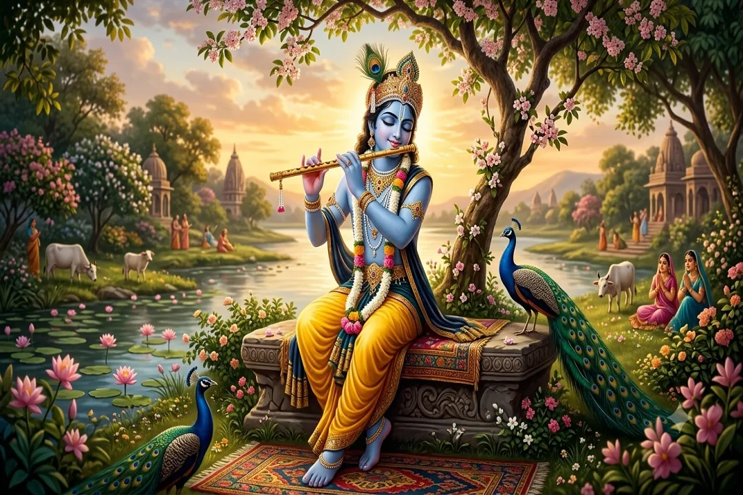 Lord Krishna playing flute
