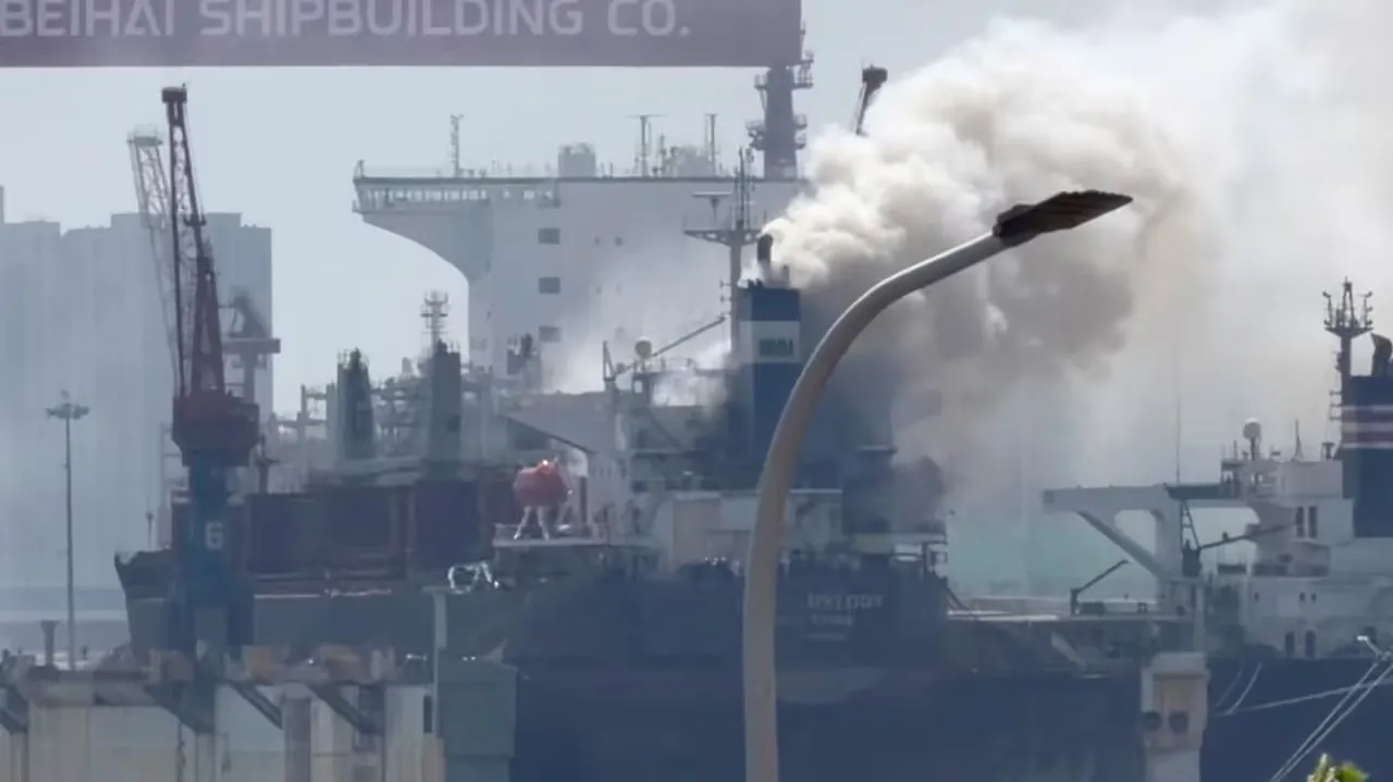 Ocean Melody catches fire 