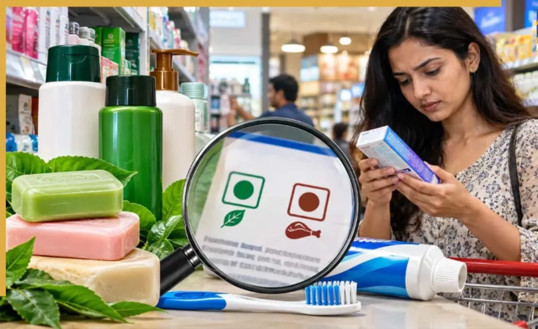 Shampoo and Soap Packets to Carry Veg/Non-Veg Tags 
